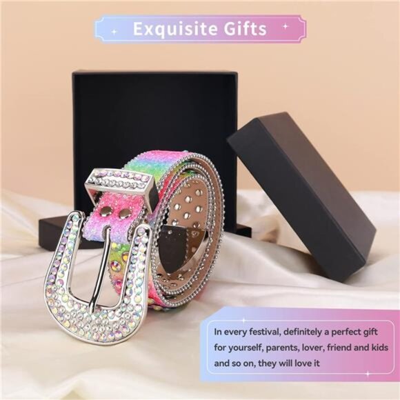 TINIDI Luxury Strap Men Women Rhinestones Belt Western Bling Bling Crystal